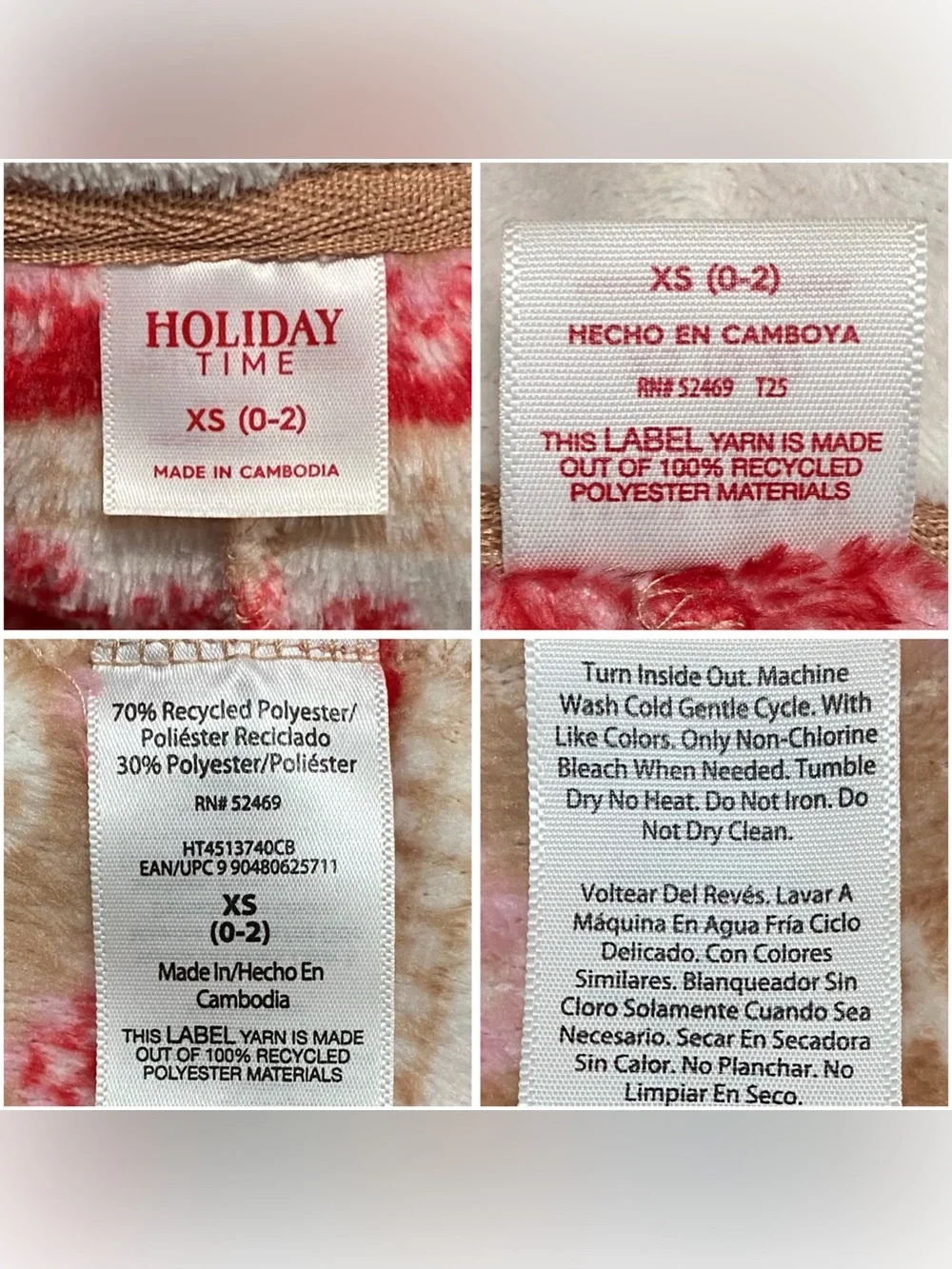 Holiday Time Womens XS 0-2 One Piece Pajamas Gingerbread Snowflake Hooded Fleece